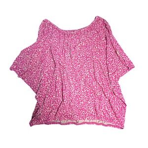 Ann Taylor LOFT Pink Print Top Blouse‎ Womens Size S Short Sleeve